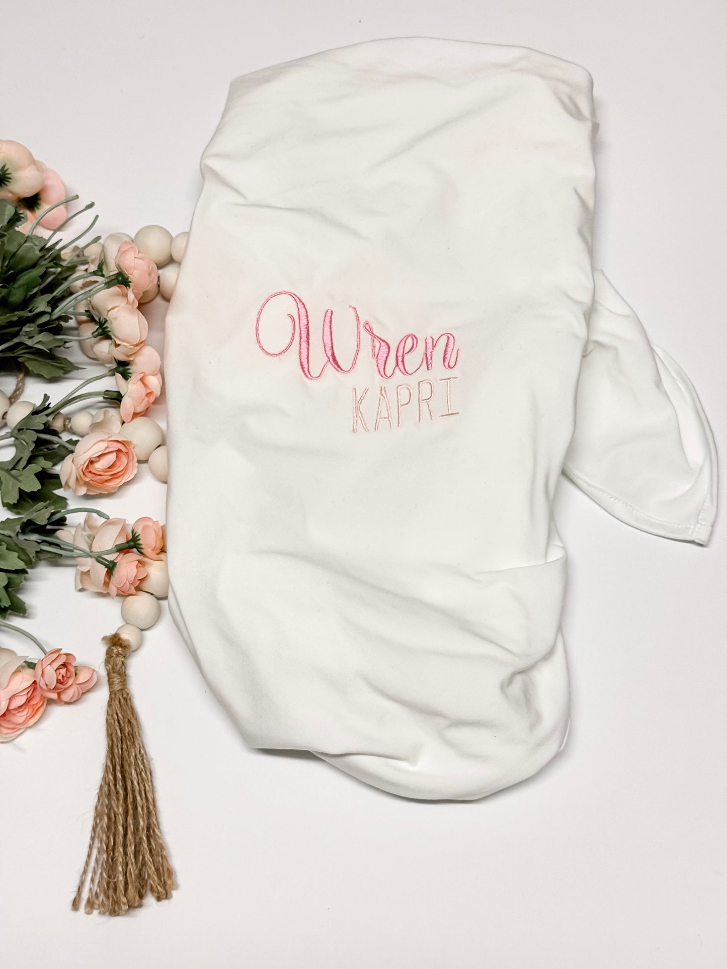 Embroidered Baby Stretch Swaddle Wrap – One-of-a-Kind & Customizable