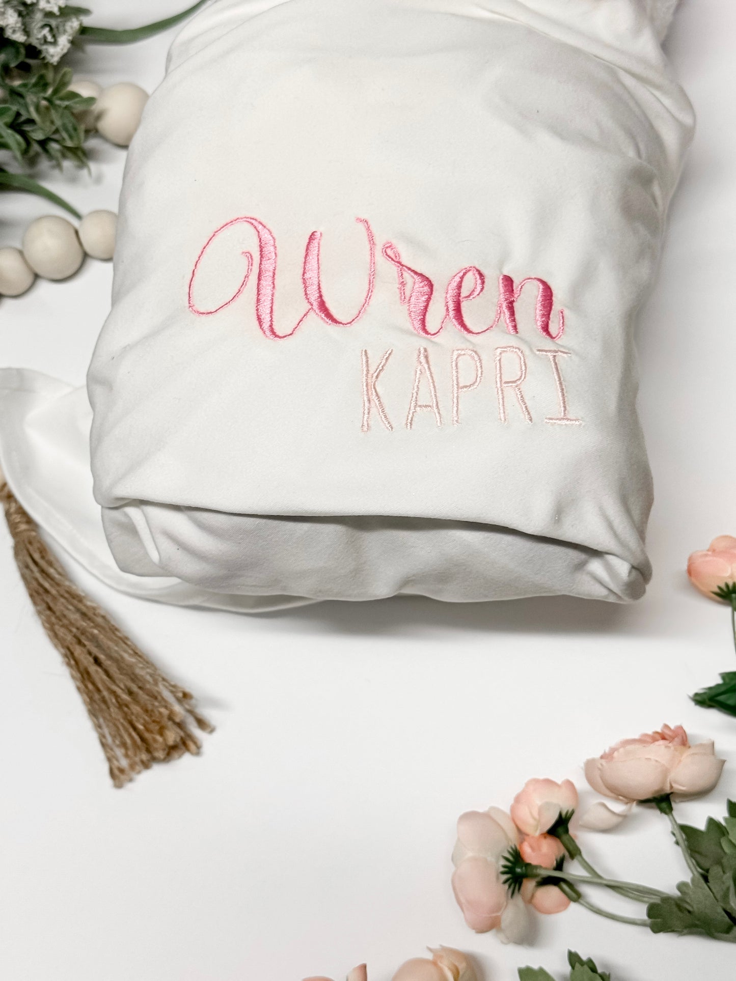 Embroidered Baby Stretch Swaddle Wrap – One-of-a-Kind & Customizable