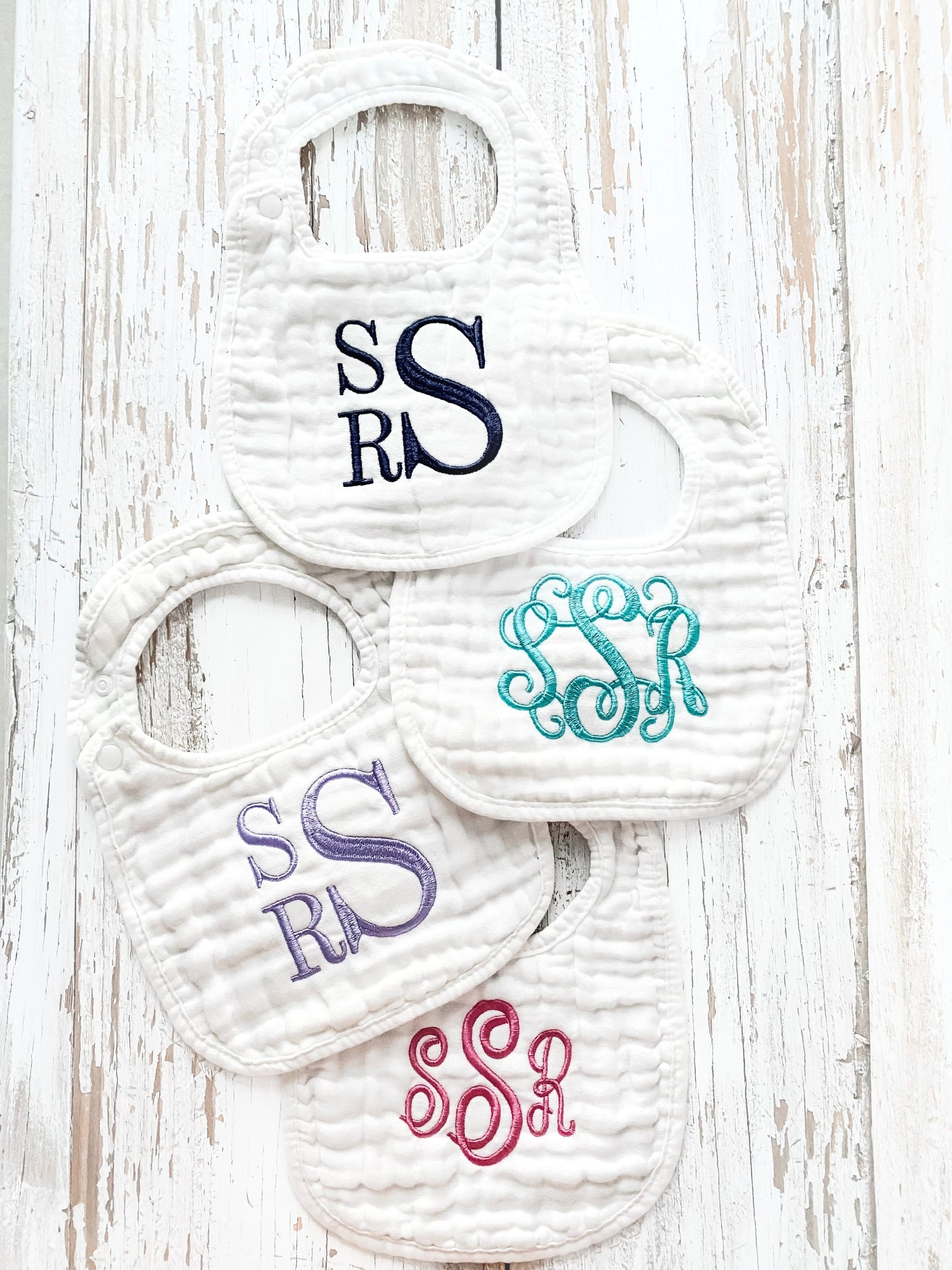 Monogrammed Muslin Bib Bundle