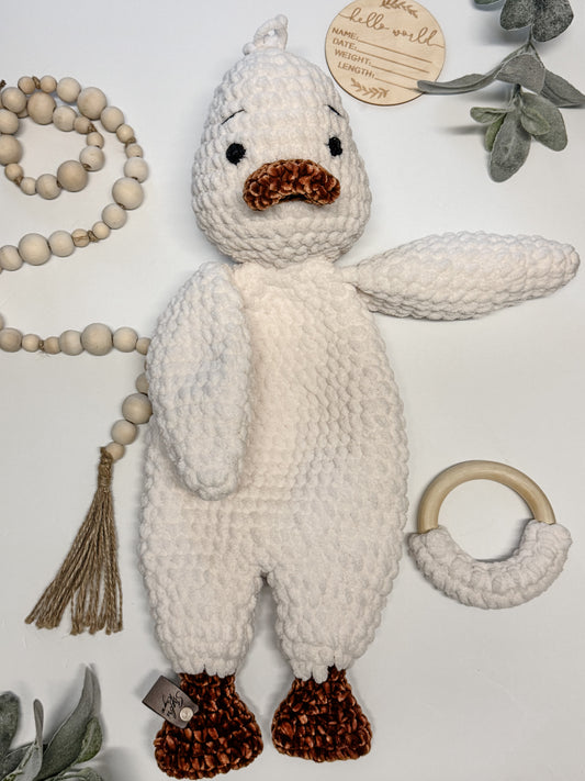 Handmade Crochet Duck Lovey – Soft & Cuddly Comfort Toy for Babies