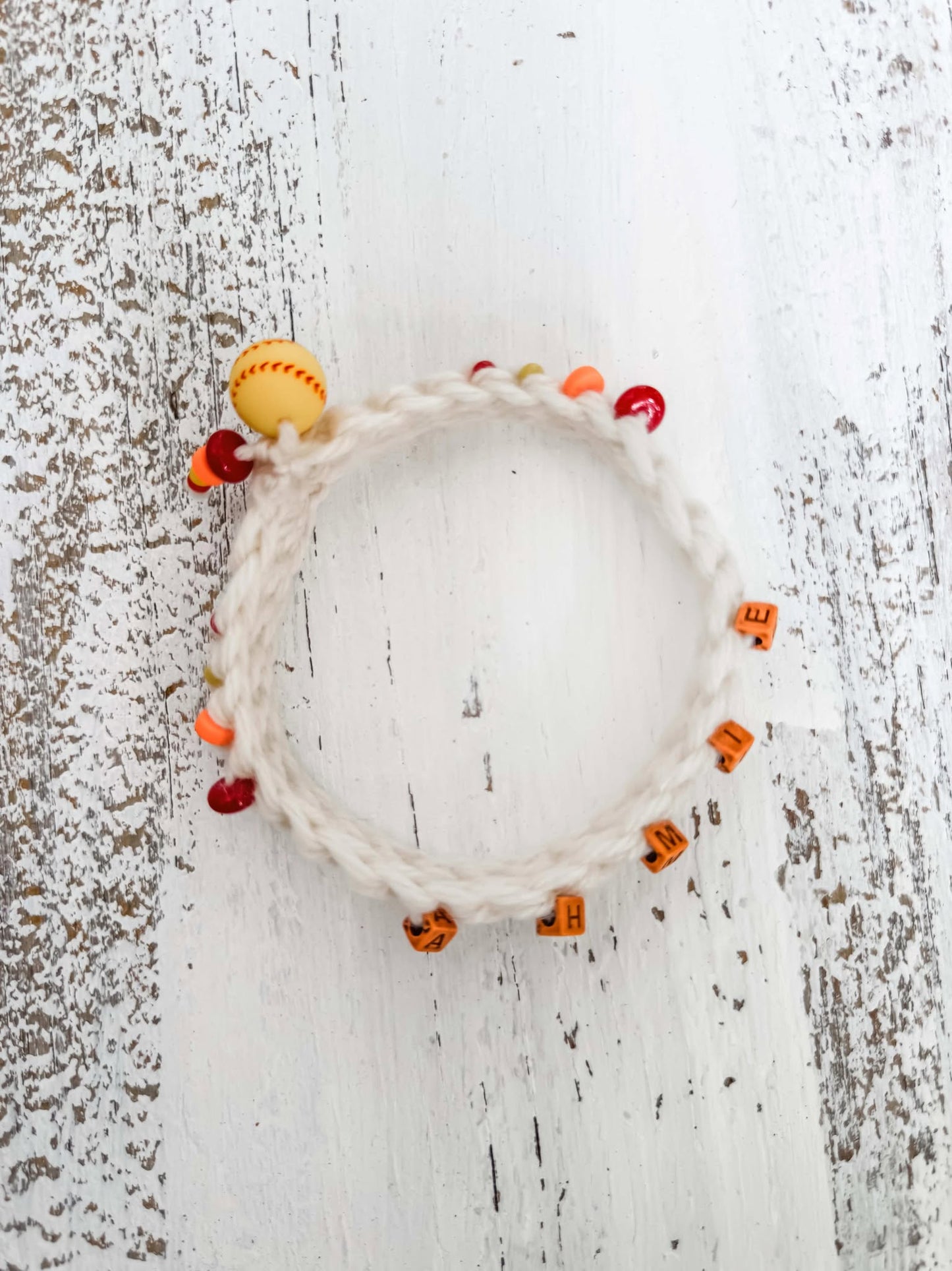 Softball-Themed Hand-Crocheted Beaded Bracelet or Stanley Cup Accessory – Customizable & One-of-a-Kind