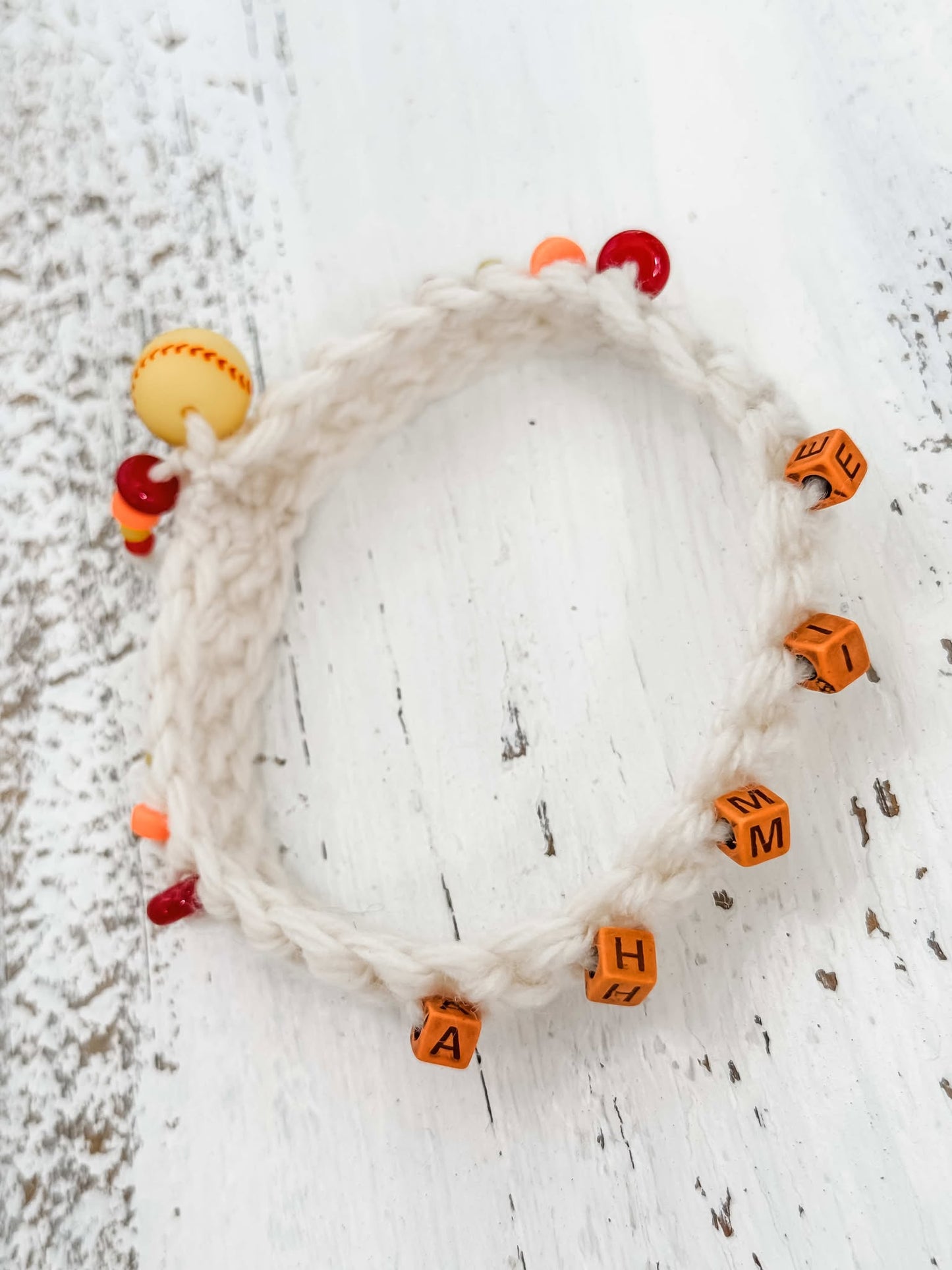 Softball-Themed Hand-Crocheted Beaded Bracelet or Stanley Cup Accessory – Customizable & One-of-a-Kind