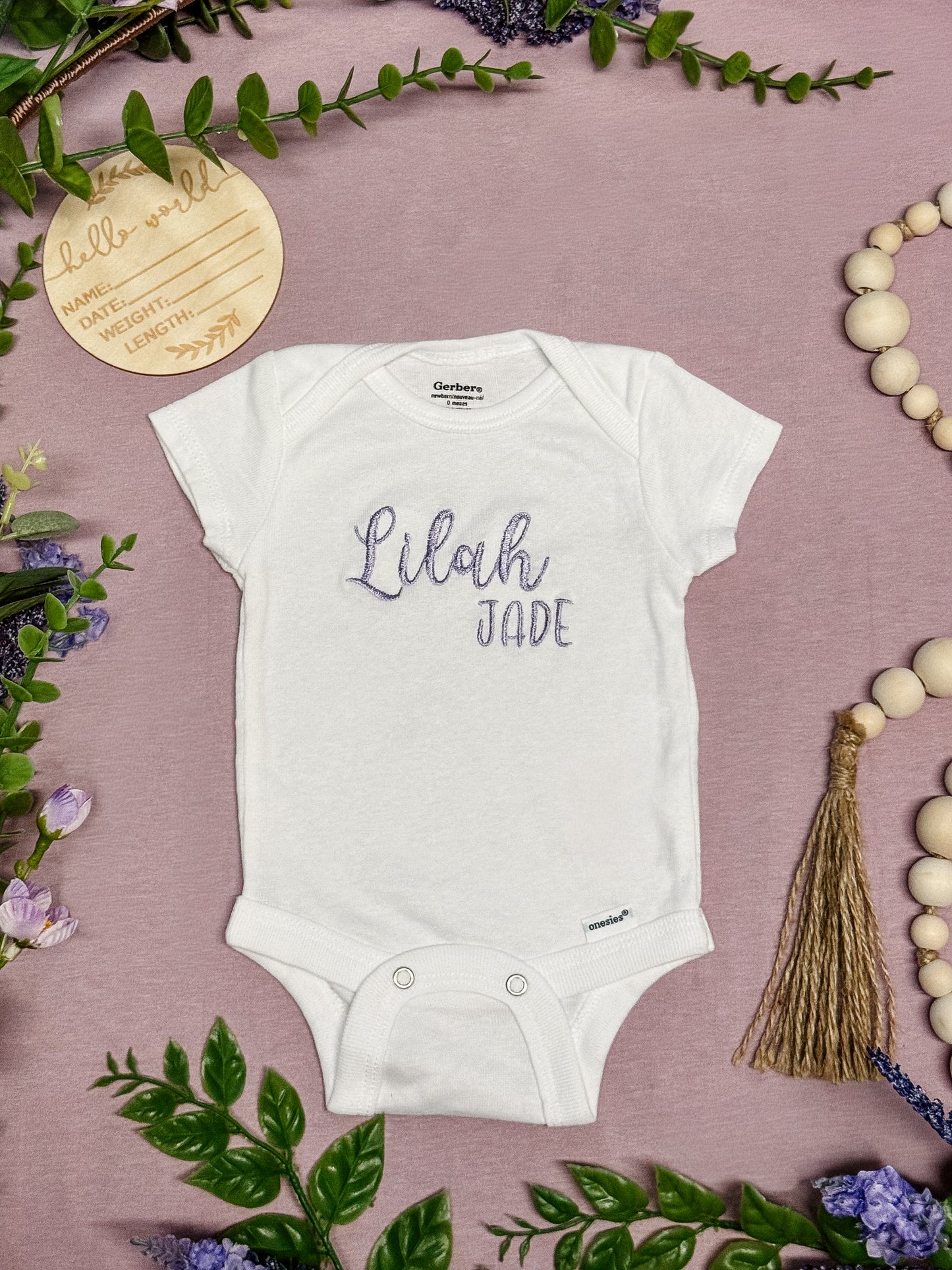 Personalized Baby Onesie – Custom Name Bodysuit for Newborns (Short or Long Sleeve)