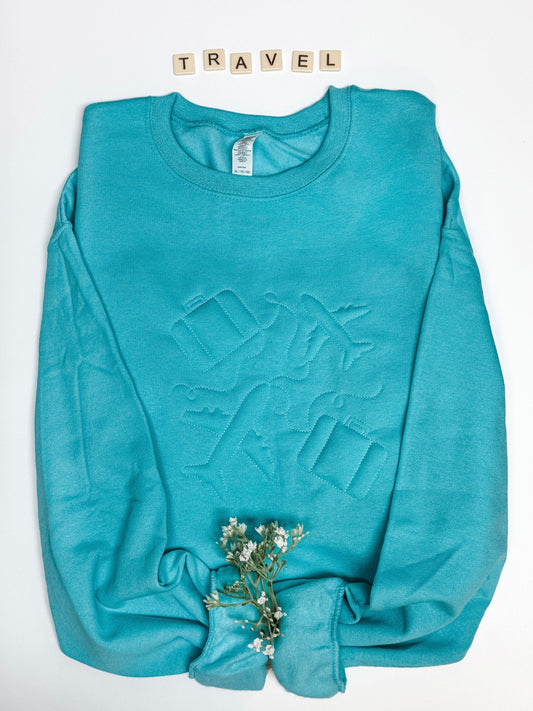 Travel Embossed Crewneck Sweatshirt