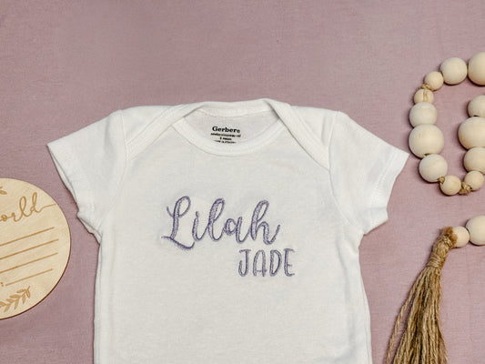 Personalized Baby Onesie – Custom Name Bodysuit for Newborns (Short or Long Sleeve)