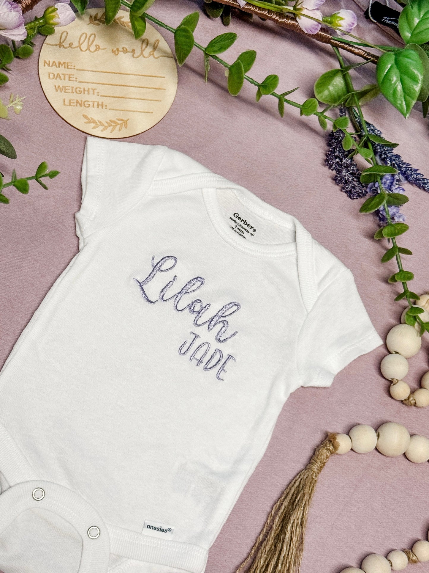 Personalized Baby Onesie – Custom Name Bodysuit for Newborns (Short or Long Sleeve)