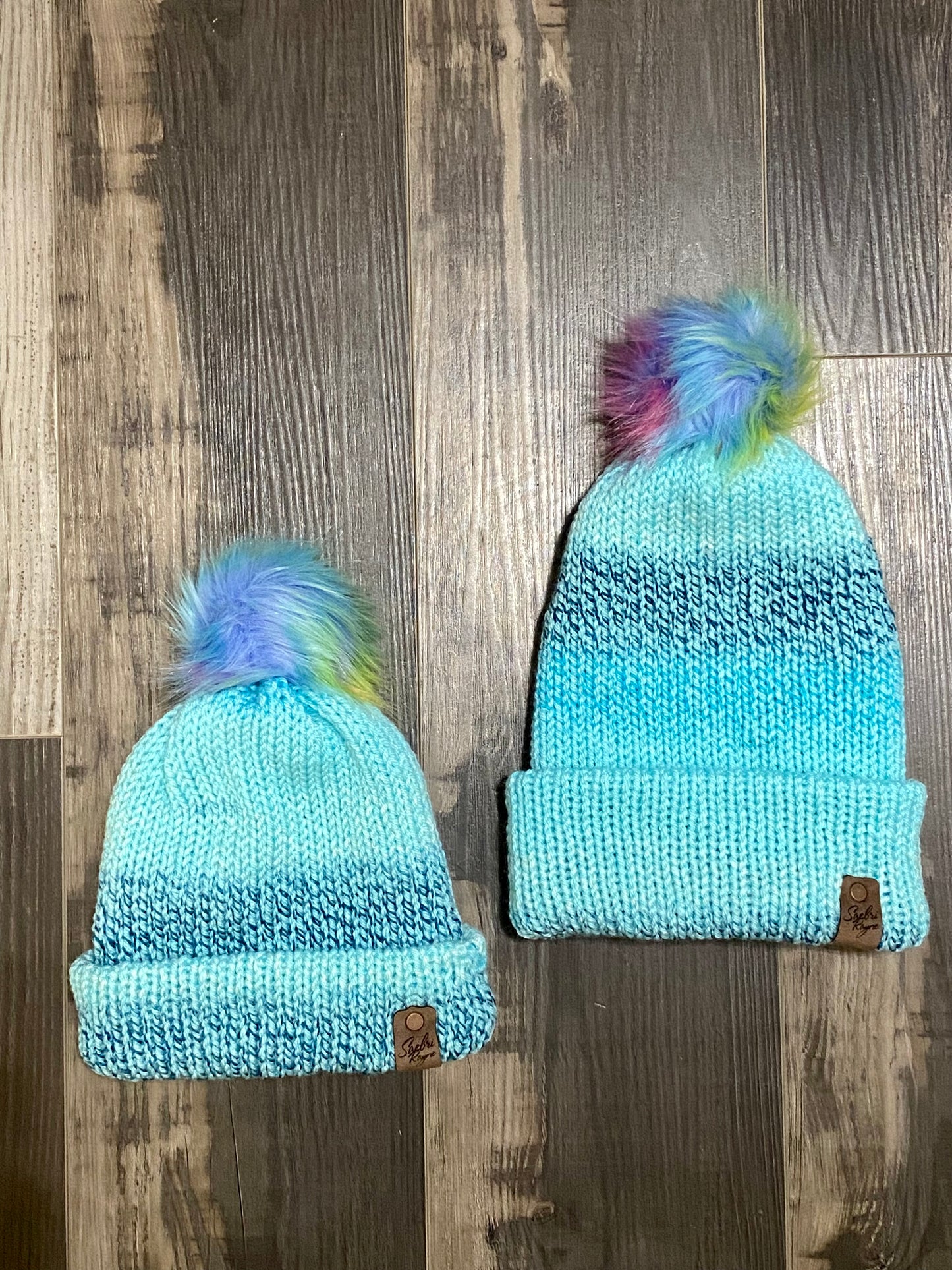 Knitted Cuffed Hat with PomPom