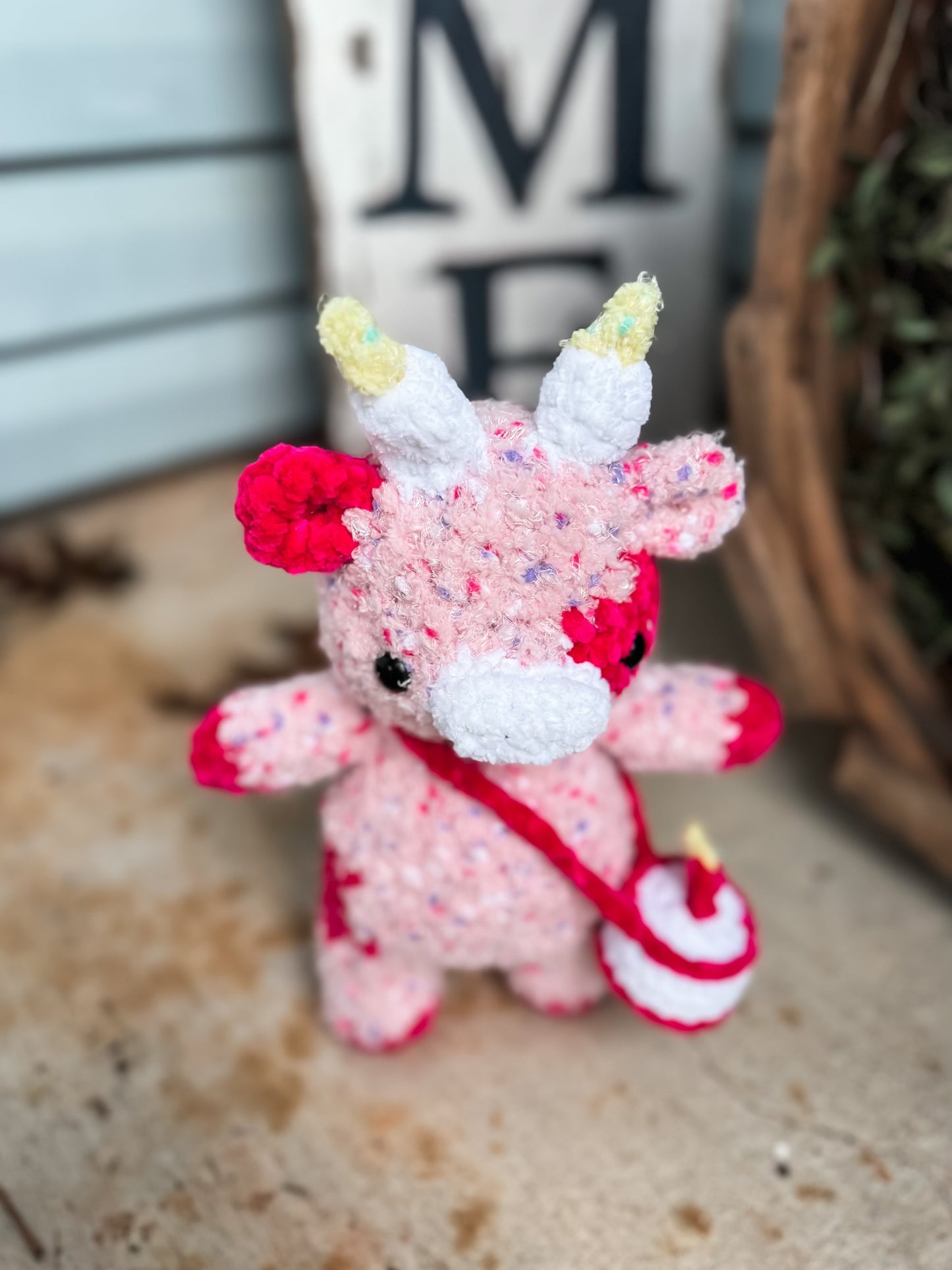 Crochet Plush Amigirumi Birthday Cow