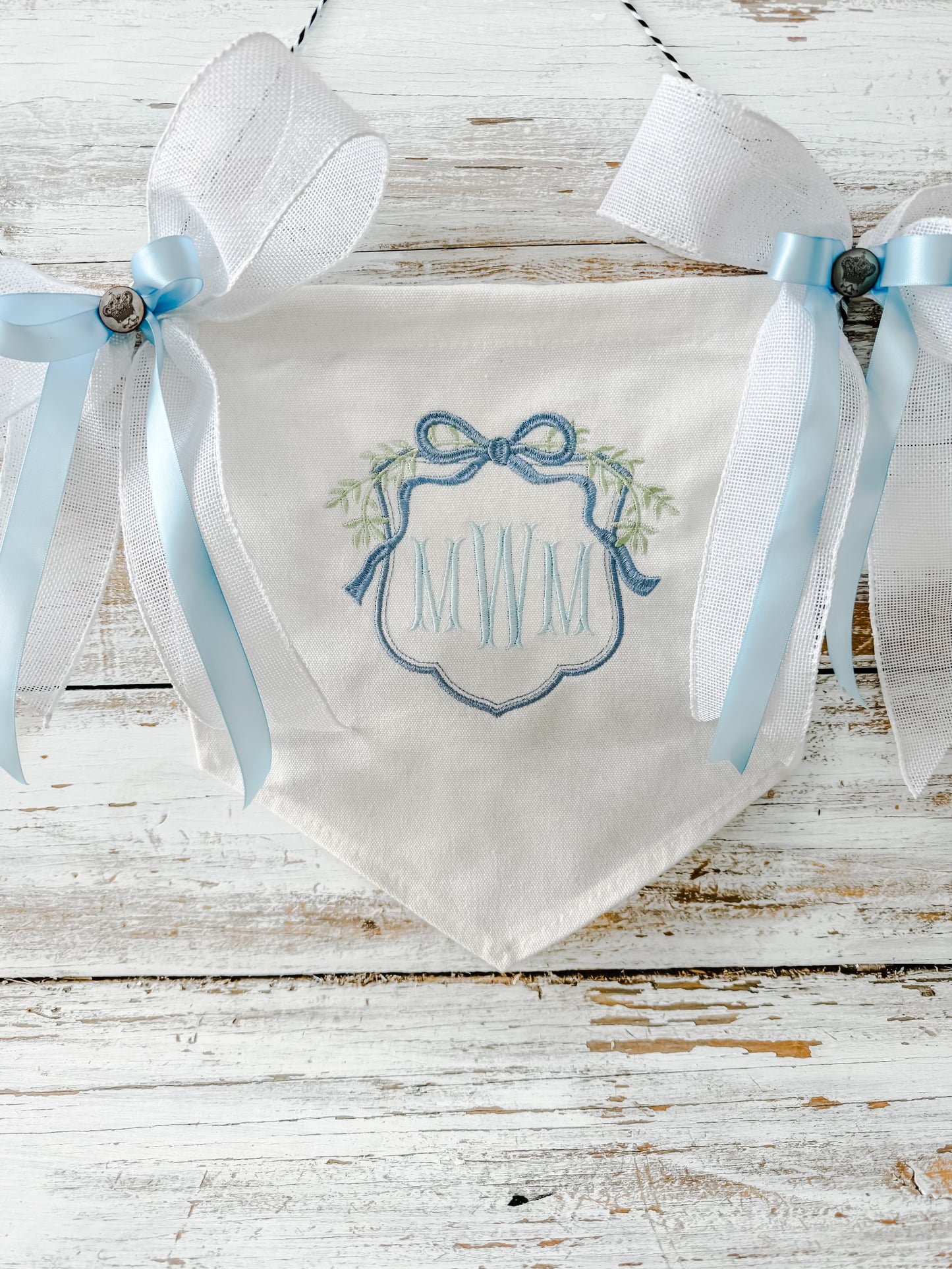 Customized crest fabric banner embroidered baby monogram, birth announcement, hospital banner, bassinet banner, new baby, welcome baby, baby shower gift