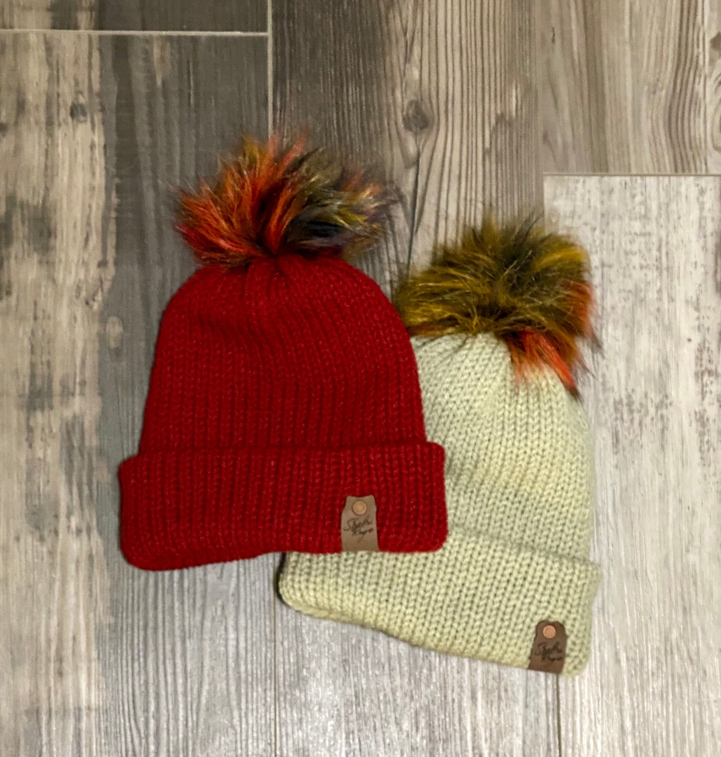 Knitted Cuffed Hat with PomPom