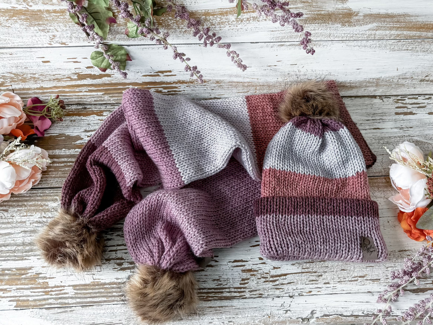 Knitted Hat and Scarf Set