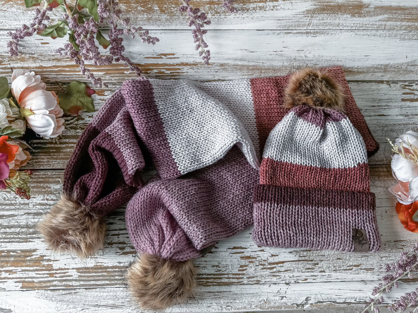 Knitted Hat and Scarf Set