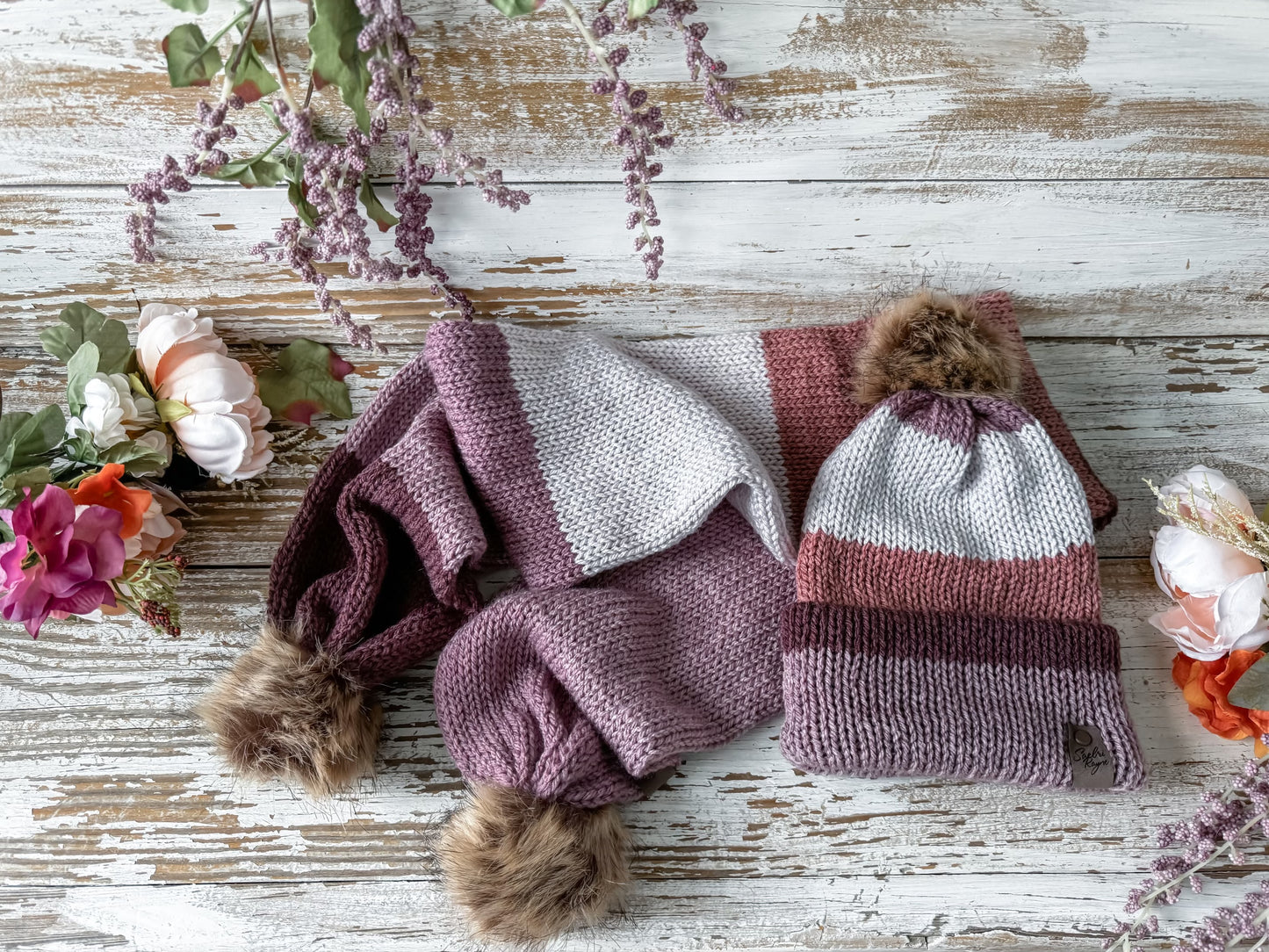 Knitted Hat and Scarf Set