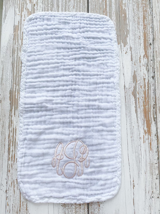 Monogrammed Muslin Burp Cloth