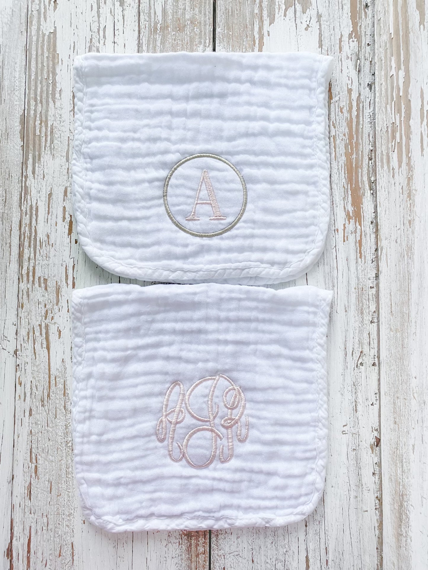 Monogrammed Muslin Burp Cloth