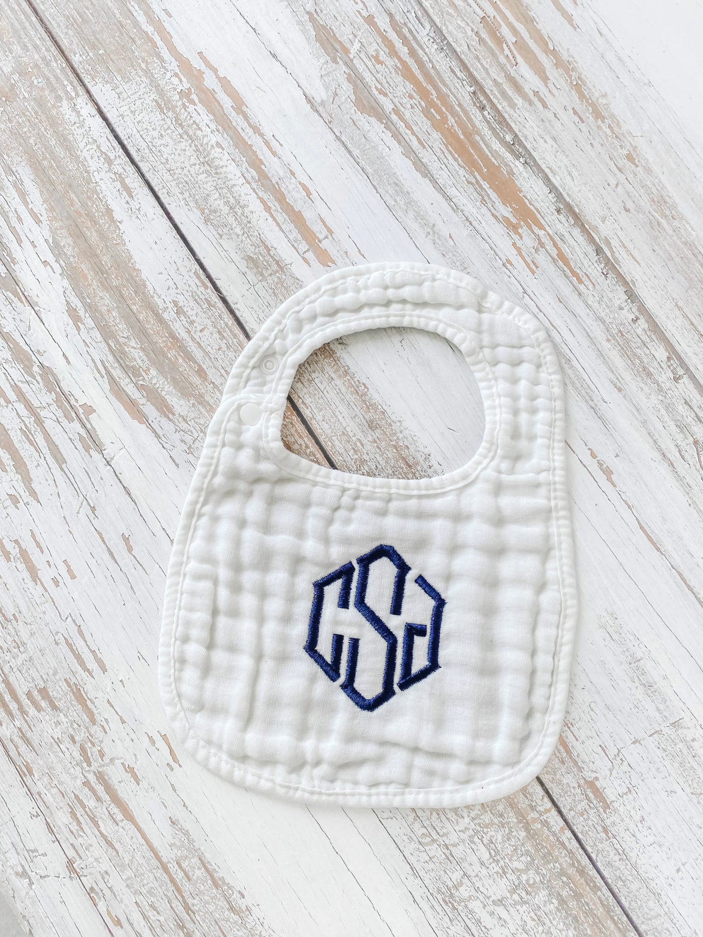 Monogrammed Muslin Bib