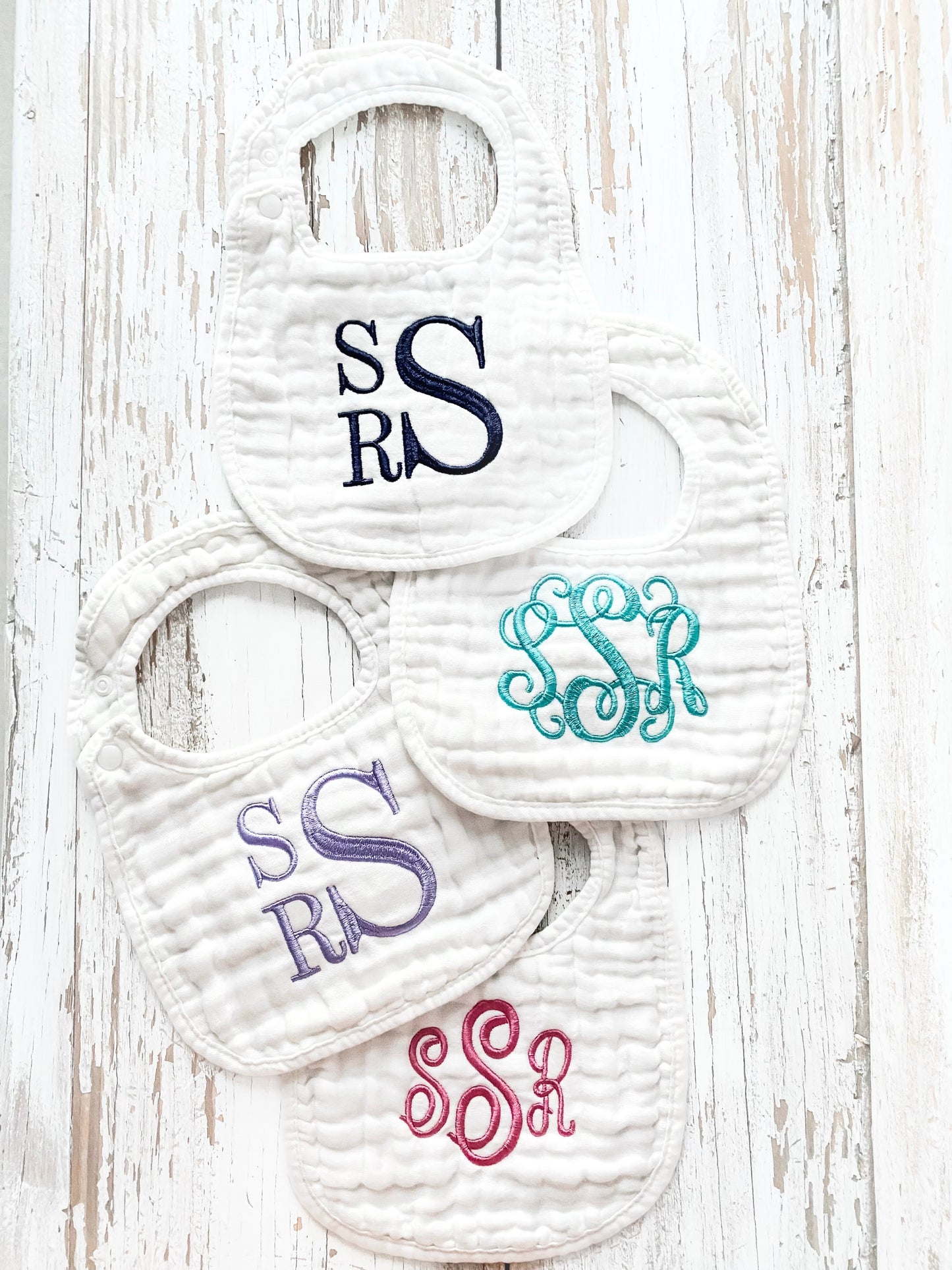 Monogrammed Muslin Bib Bundle