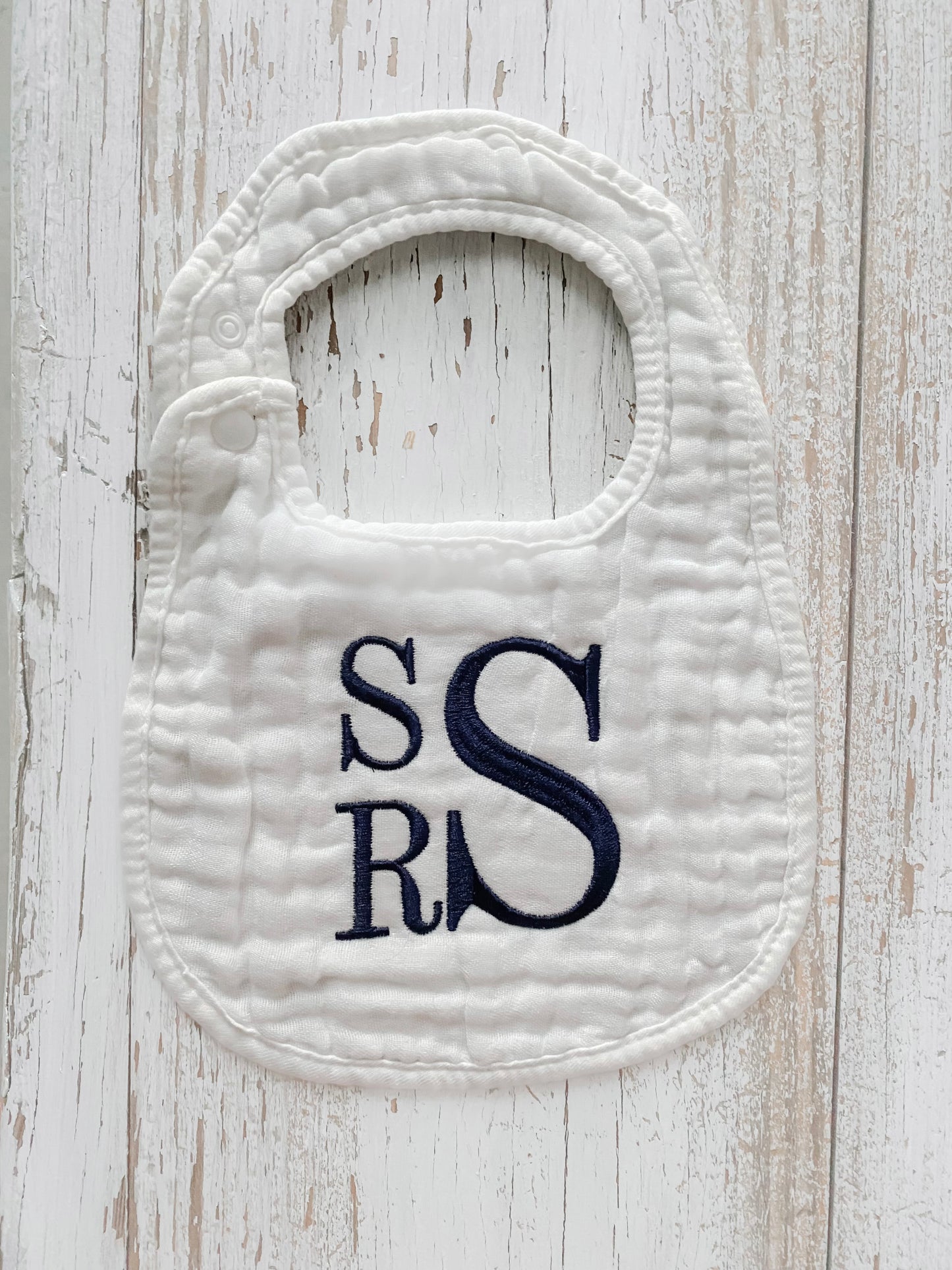 Monogrammed Muslin Bib