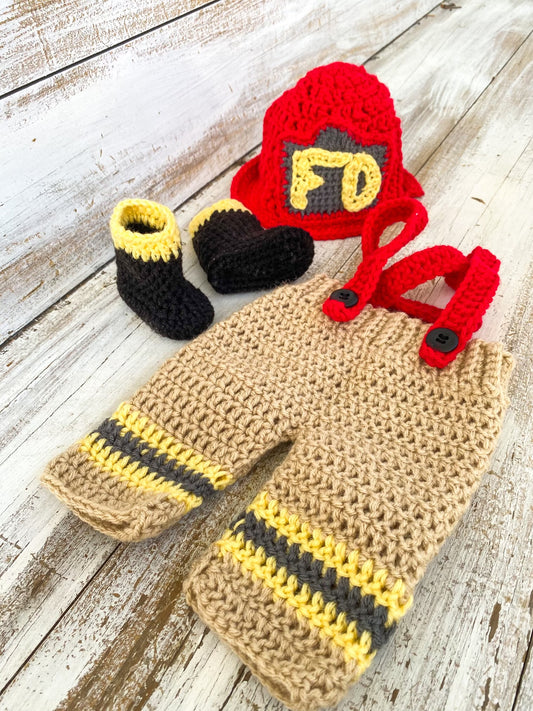 Crochet Baby Fireman Set