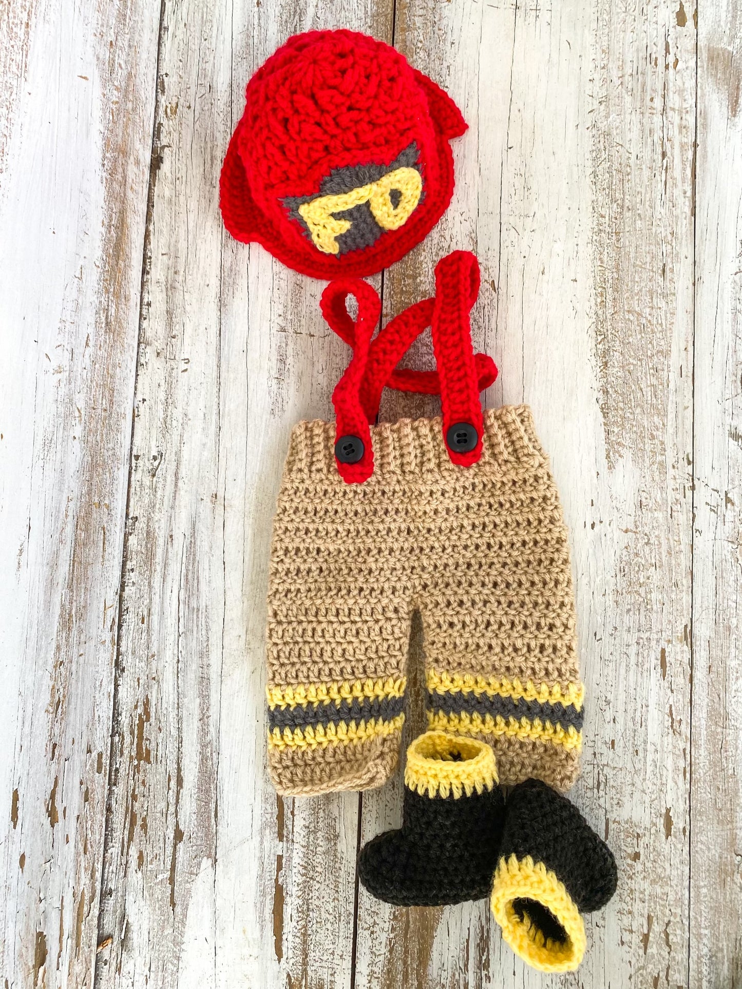 Crochet Baby Fireman Set