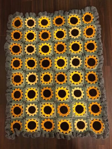 Crochet Sunflower Throw Blanket