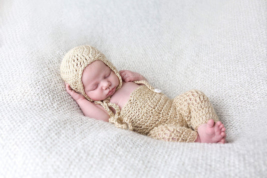 Crochet Baby Overalls and Hat Set